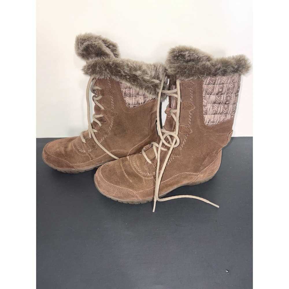 The North Face Women's 7 Waterproof Winter Boots  Brown Suede Primaloft Faux Fur